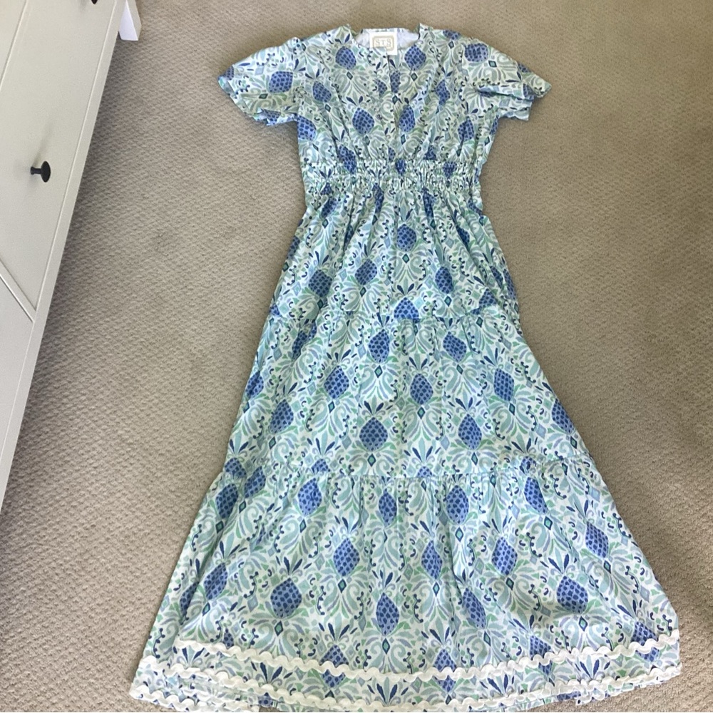 Light Blue Printed Maxi Dress - Unbranded